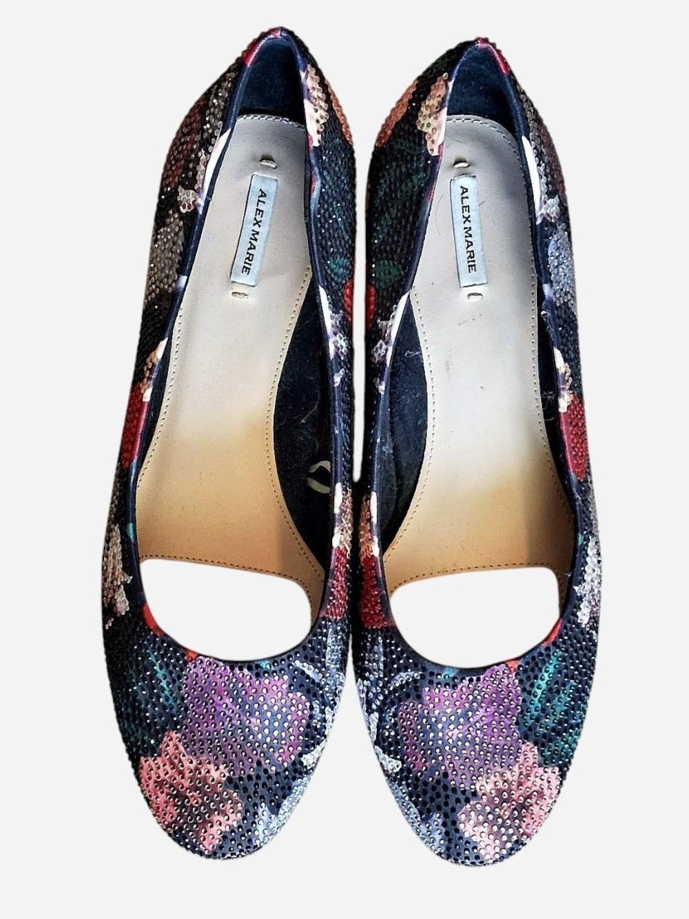 Alex Marie Black Floral Rhinestone Ballet Flats - Picture 4 of 4